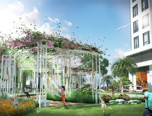 Vườn hoa trong chung cư Vinhomes Smart City